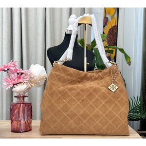 ✺✺ AUTHENTIC TORY BURCH BROWN SUEDE FLEMING HANDBAG  ✺✺